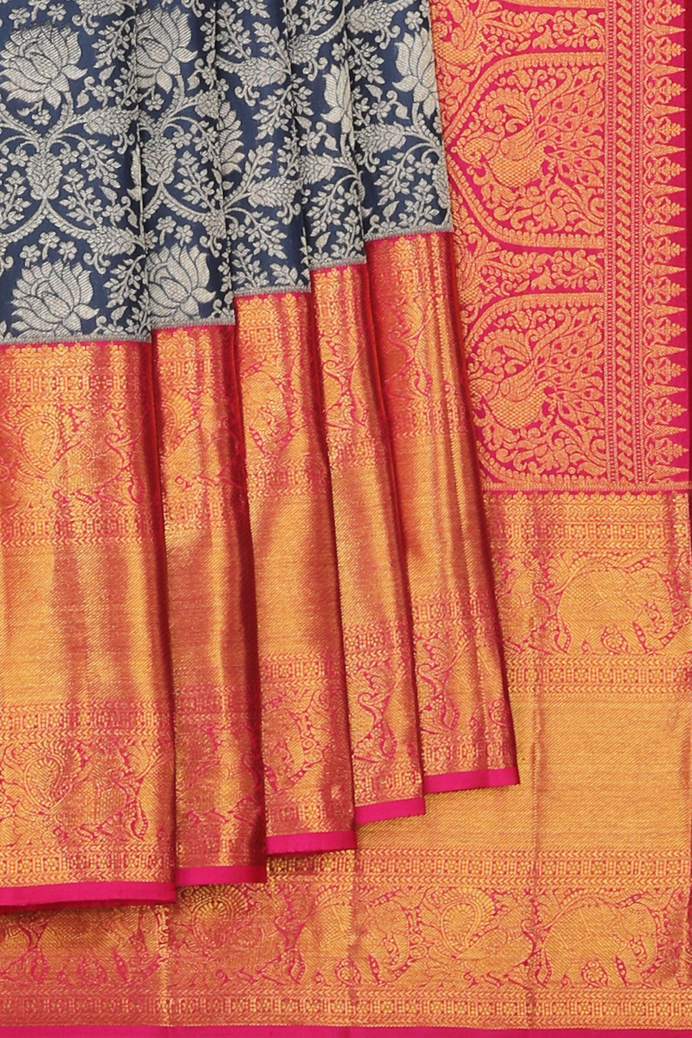 Image of Kanchipattu Brocade Smoky Grey Saree